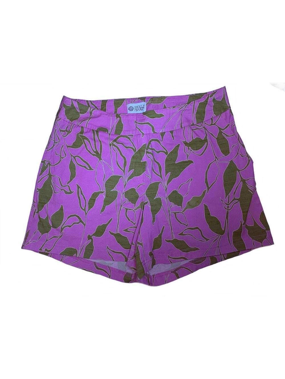 Holly Shae Tropical Pink & Green Cotton Taylor Shorts M